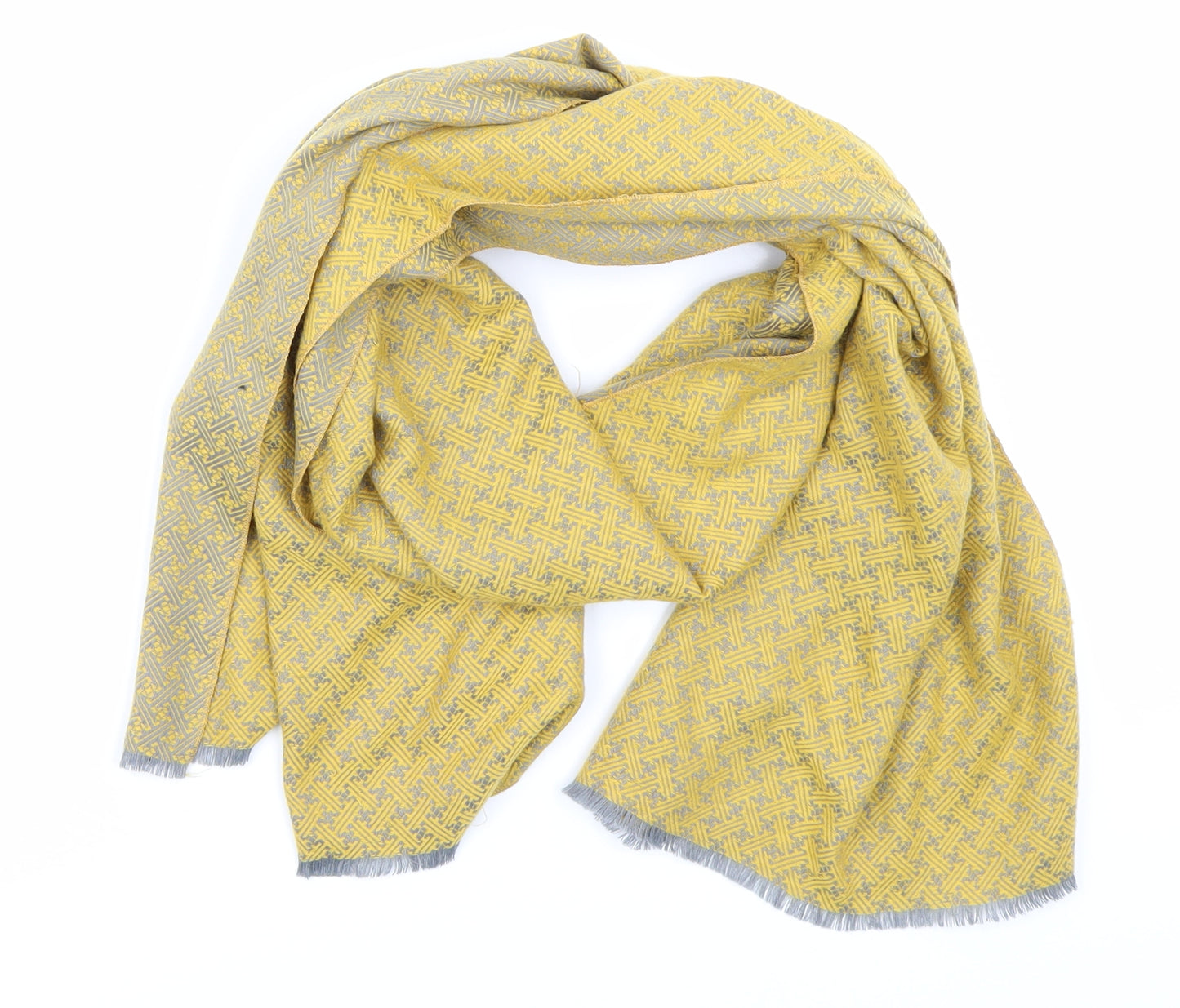 Preworn Womens Yellow Geometric   Scarf