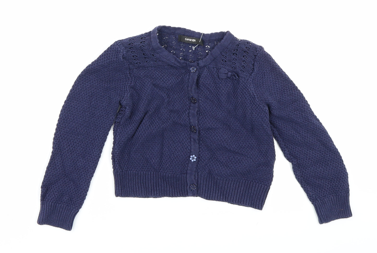 George Girls Blue  Knit Cardigan Jumper Size 3-4 Years