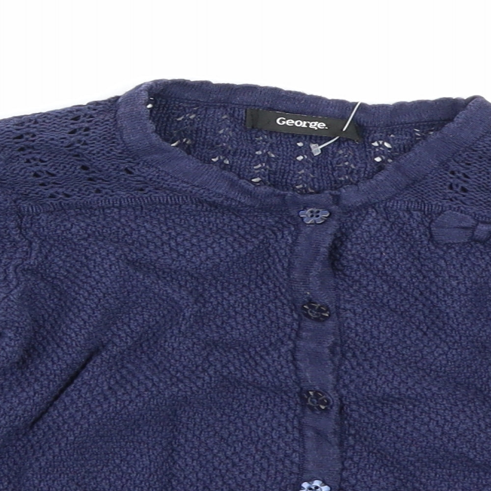 George Girls Blue  Knit Cardigan Jumper Size 3-4 Years