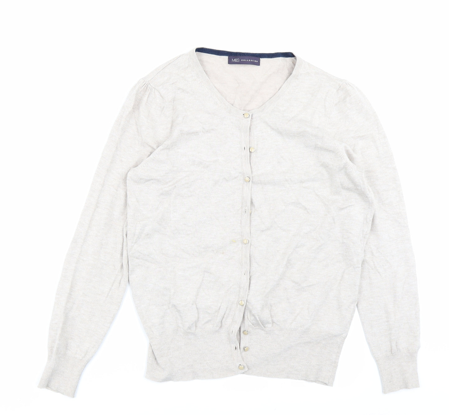 M&S Collection Womens Beige  Knit Cardigan Jumper Size 16
