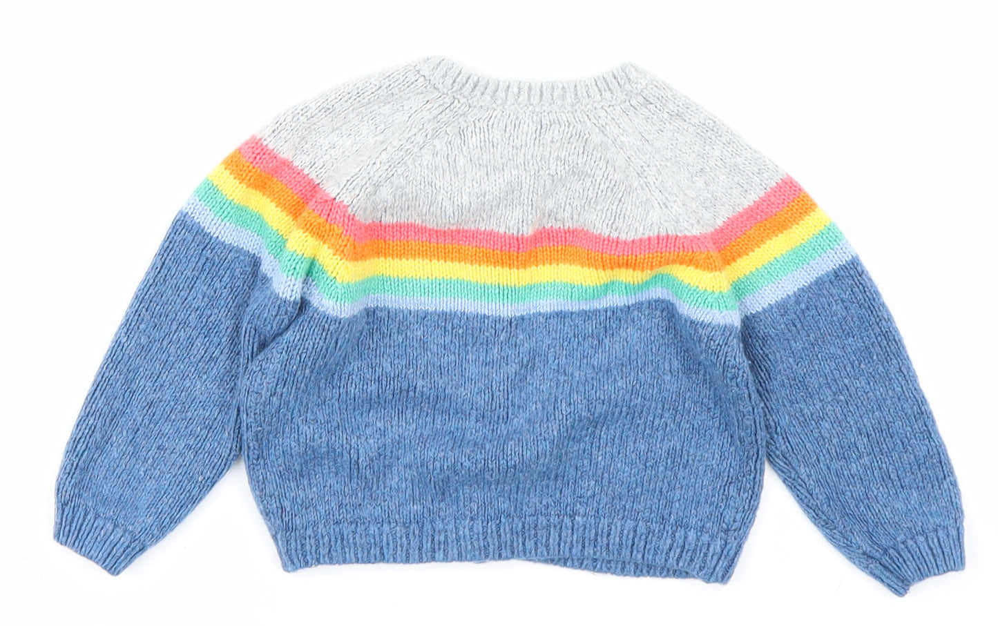 NEXT Baby Blue Striped  Cardigan Jumper Size 12-18 Months  - Rainbow