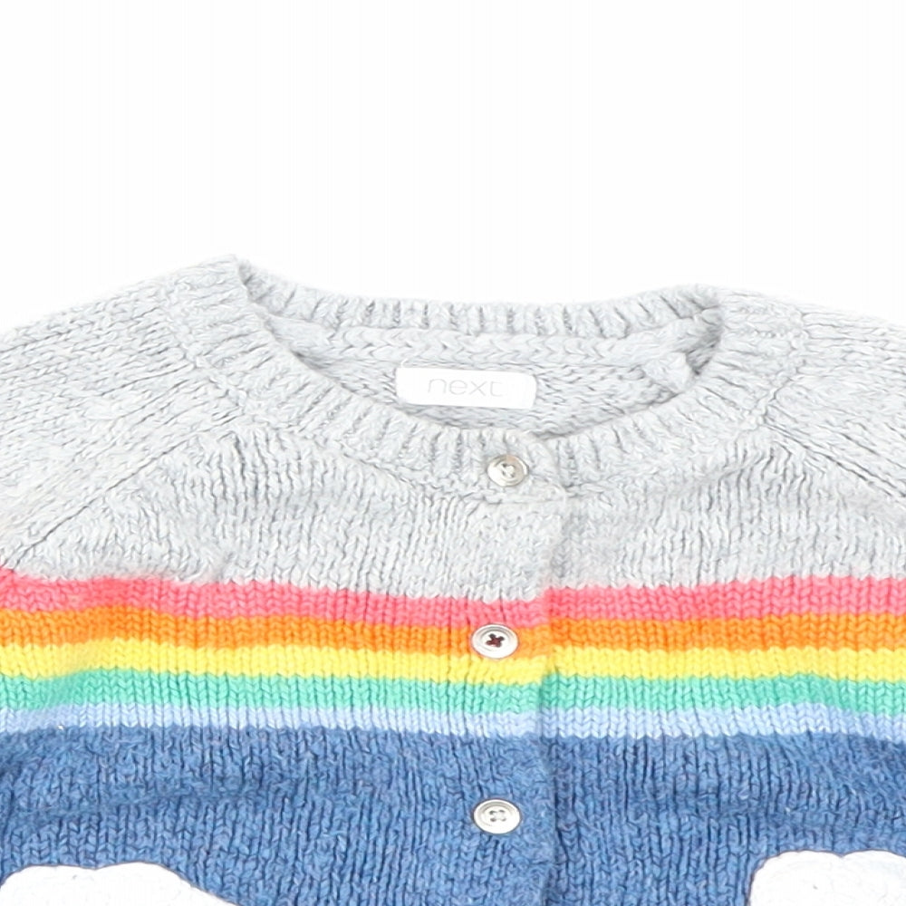 NEXT Baby Blue Striped  Cardigan Jumper Size 12-18 Months  - Rainbow
