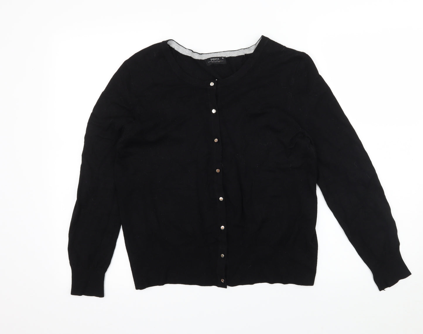 Papaya Womens Black  Knit Cardigan Jumper Size 16