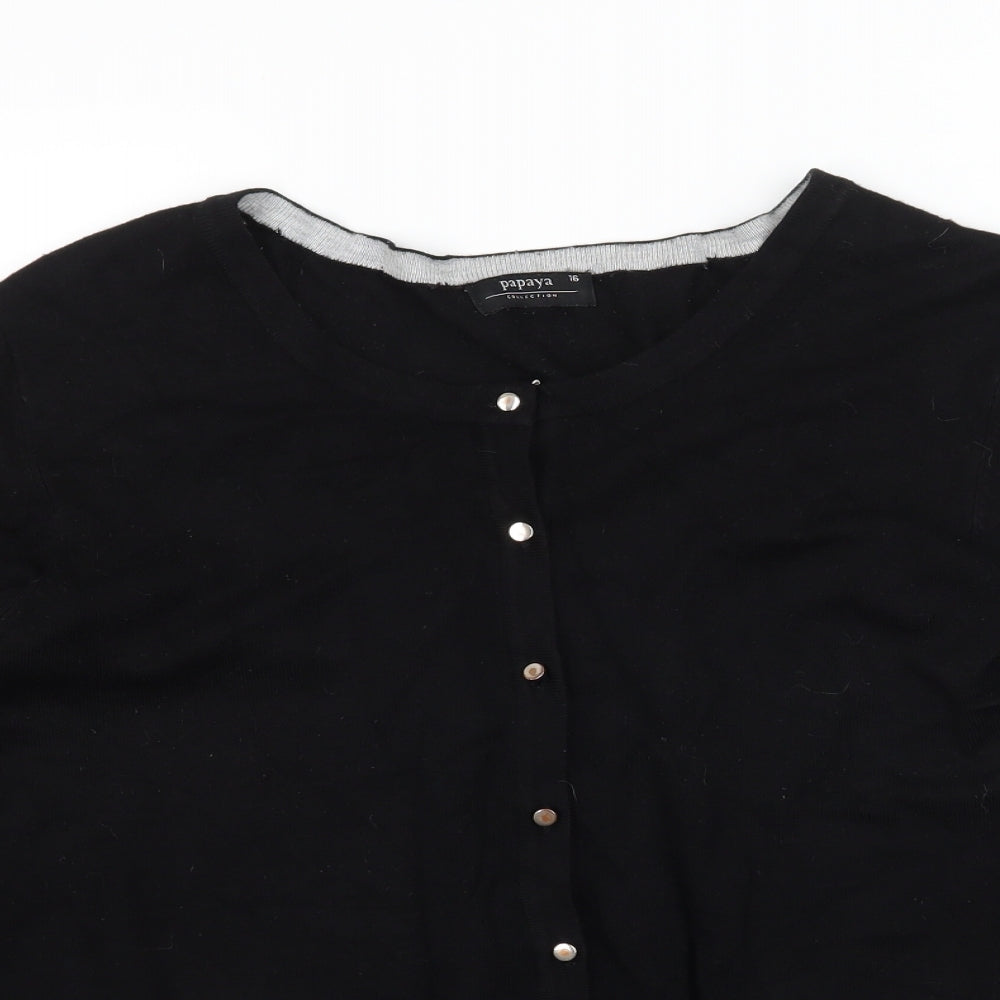 Papaya Womens Black  Knit Cardigan Jumper Size 16