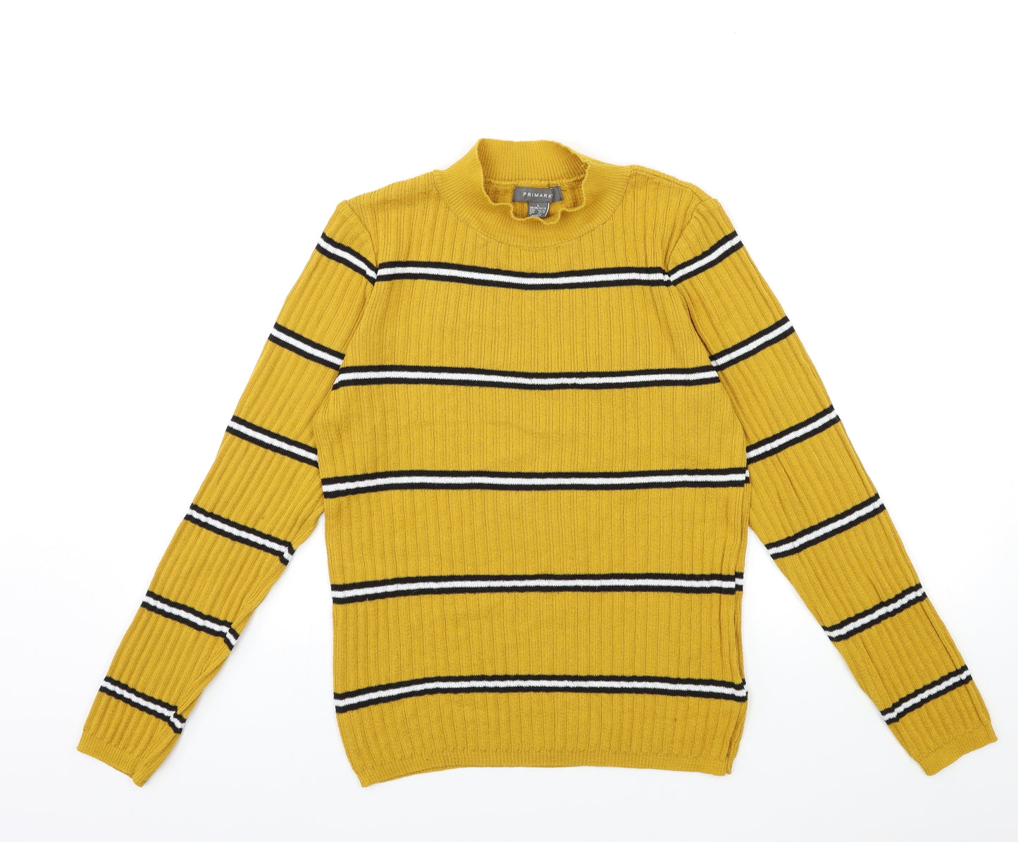Primark Womens Yellow Striped Knit Pullover Jumper Size 14