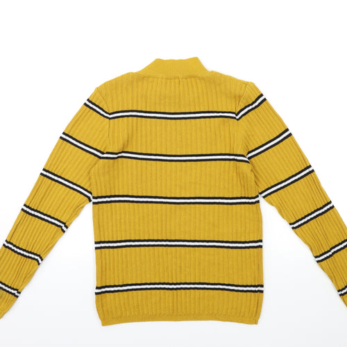 Primark Womens Yellow Striped Knit Pullover Jumper Size 14