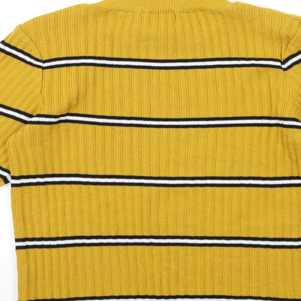 Primark Womens Yellow Striped Knit Pullover Jumper Size 14