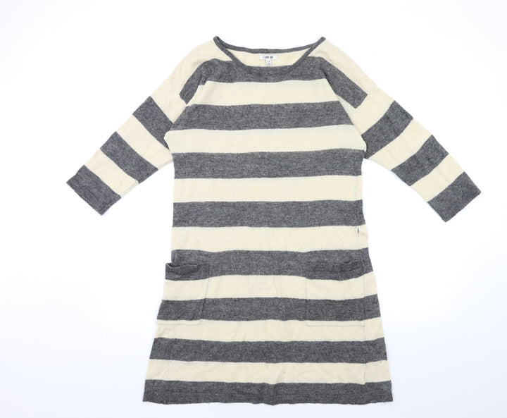 I Love H81 Womens Beige Striped  Jumper Dress  Size L