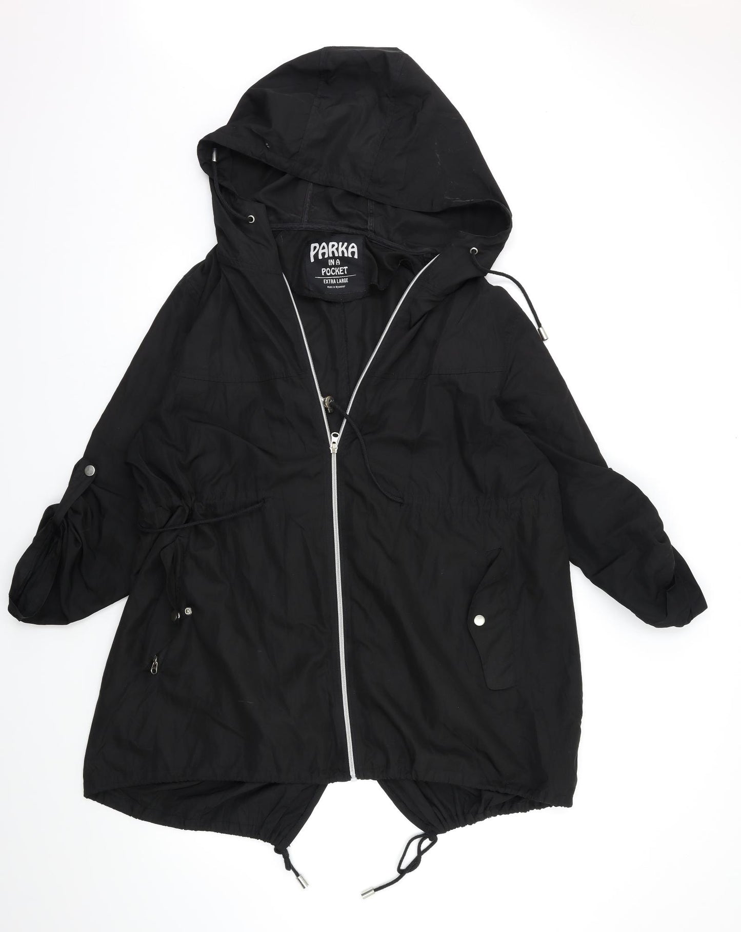 Parka in a Pocket Womens Black   Overcoat Coat Size XL