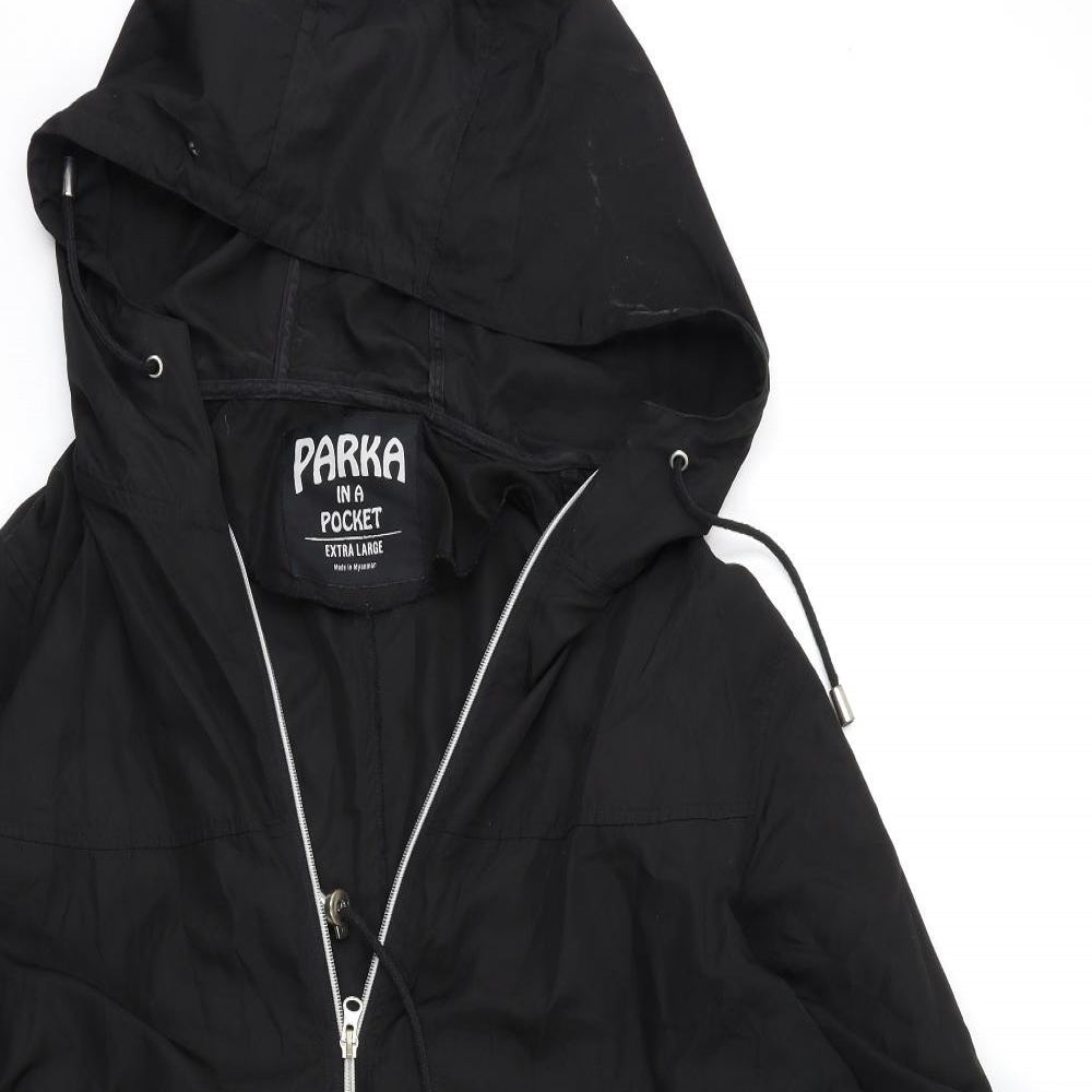 Parka in a Pocket Womens Black   Overcoat Coat Size XL