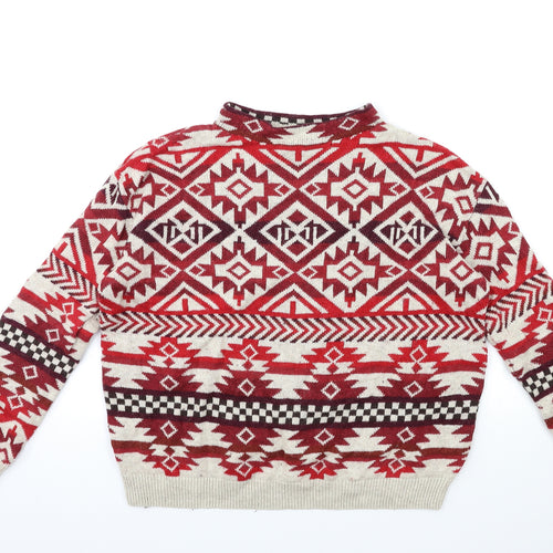 h&m  Womens Red Herringbone  Pullover Jumper Size M