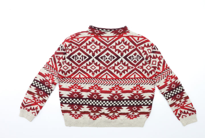 h&m Womens Red Herringbone Pullover Jumper Size M