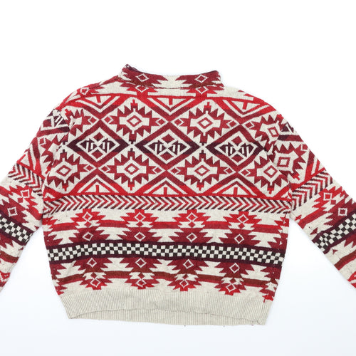 h&m  Womens Red Herringbone  Pullover Jumper Size M