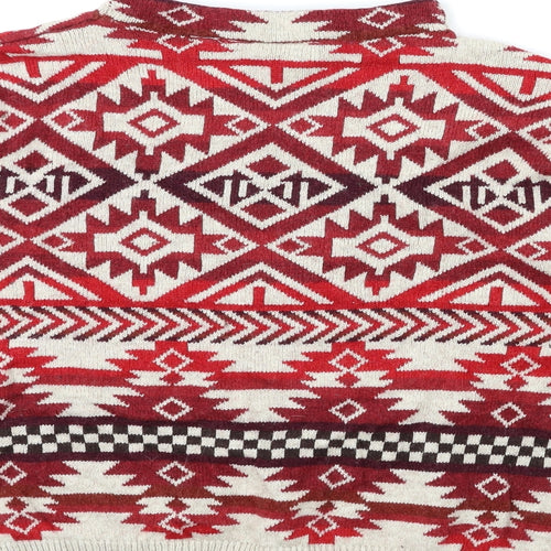 h&m  Womens Red Herringbone  Pullover Jumper Size M