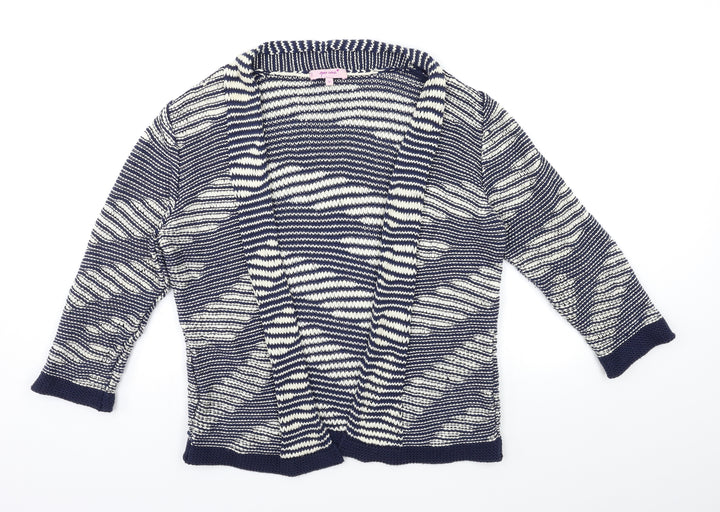 Per Una Womens Blue Striped Knit Cardigan Jumper Size M