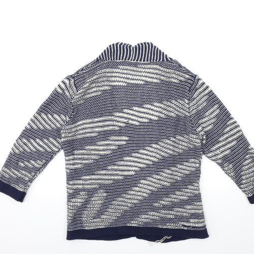 Per Una Womens Blue Striped Knit Cardigan Jumper Size M