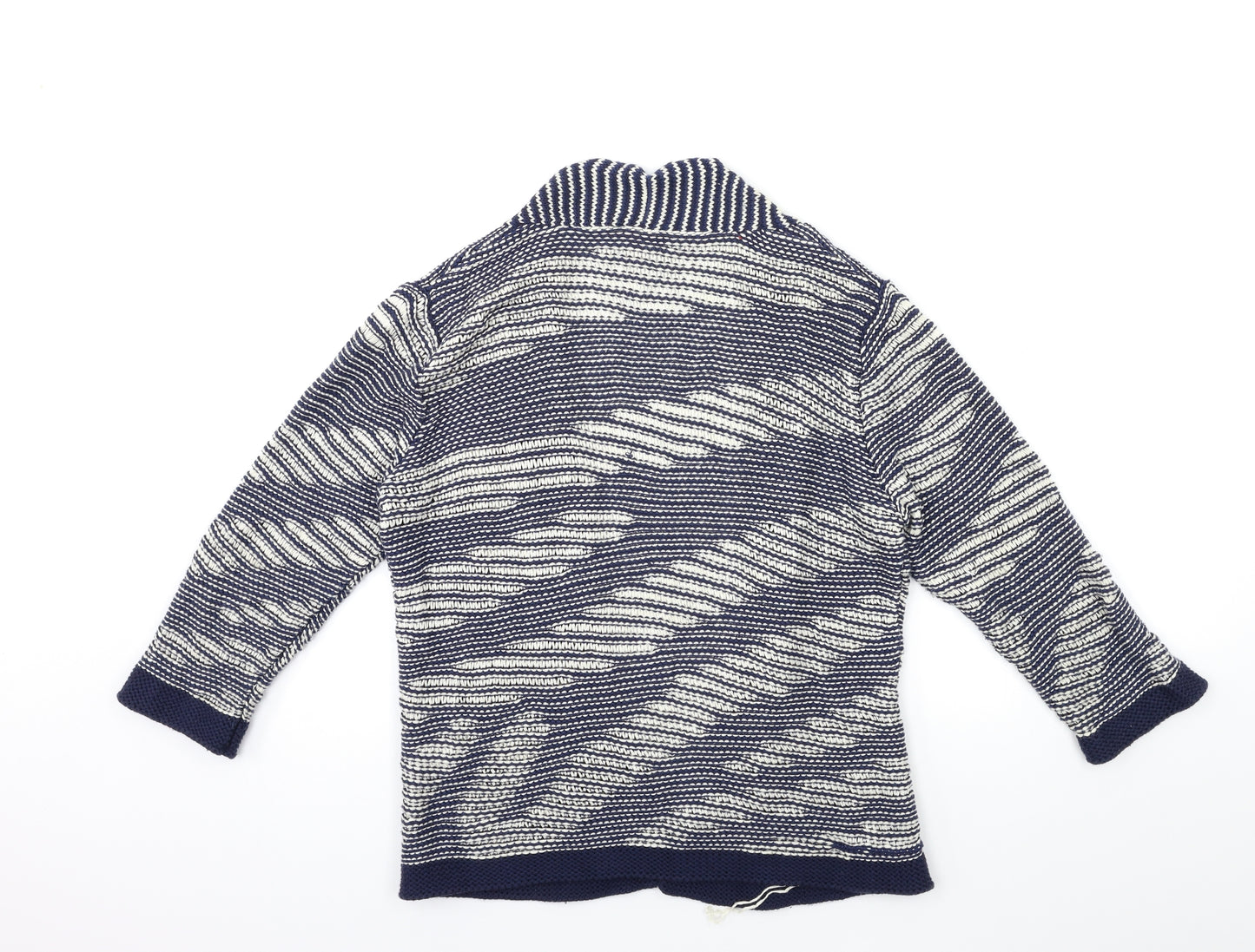 Per Una Womens Blue Striped Knit Cardigan Jumper Size M