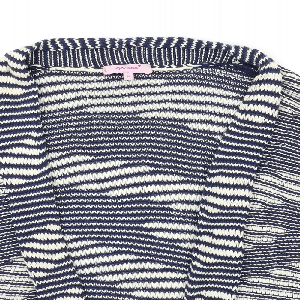 Per Una Womens Blue Striped Knit Cardigan Jumper Size M