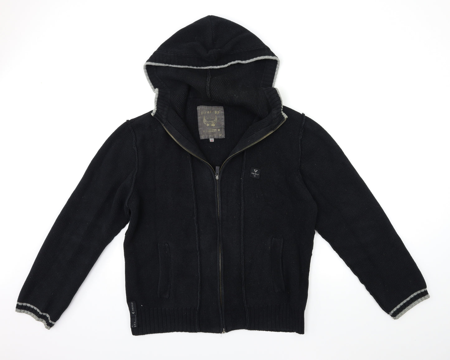 Firetrap Mens Black  Knit Cardigan Jumper Size 2XL