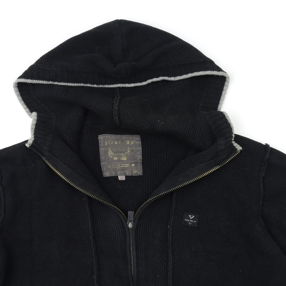 Firetrap Mens Black  Knit Cardigan Jumper Size 2XL