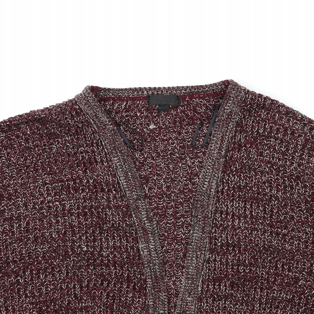 Topshop Womens Red  Knit Cardigan Jumper Size 10
