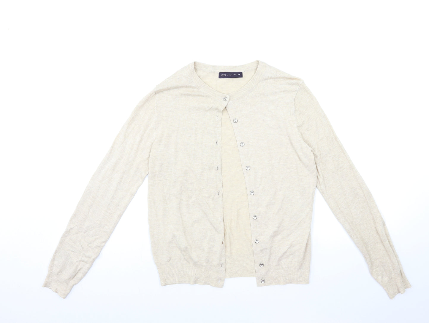 Marks and Spencer Womens Beige  Knit Cardigan Jumper Size 10