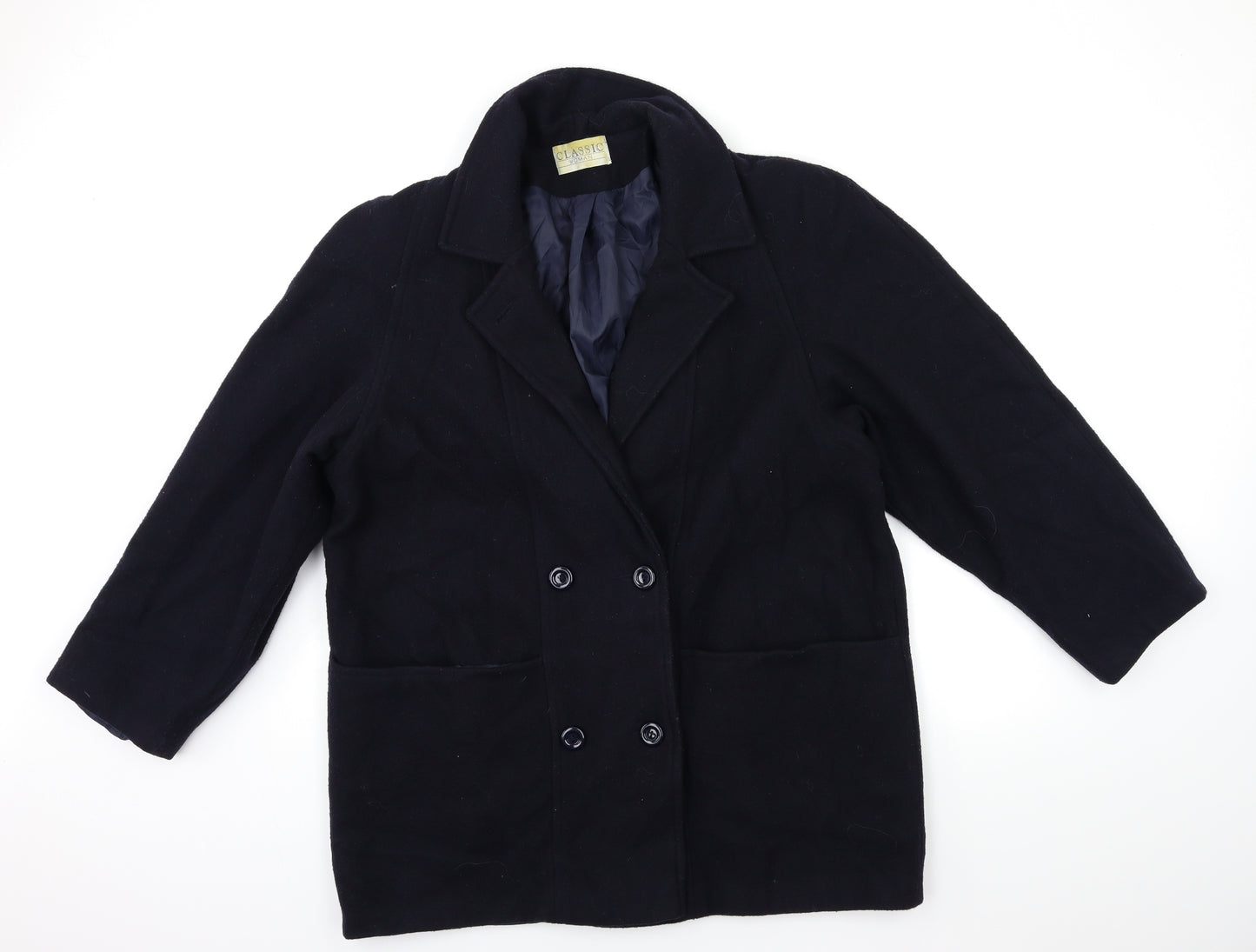 CLASSIC WOMAN Womens Blue   Overcoat Coat Size 16