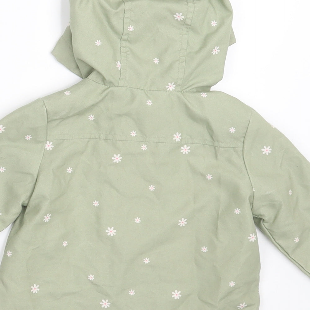 Fred & Flo Girls Green Floral  Jacket Coat Size 9-12 Months