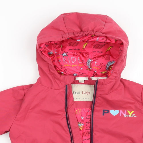 Equi-Kids Girls Pink Animal Print  Full Zip Hoodie Size 8 Years
