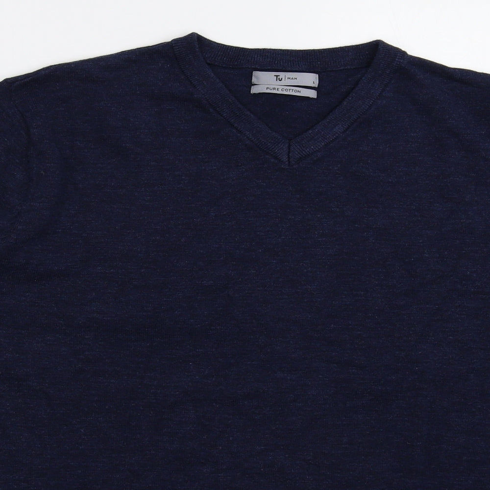 TU Mens Blue  Knit Pullover Jumper Size L