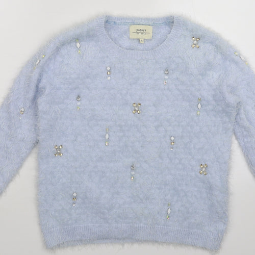 Papaya Womens Blue  Knit Pullover Jumper Size S