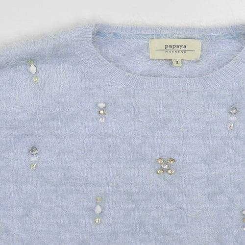 Papaya Womens Blue  Knit Pullover Jumper Size S