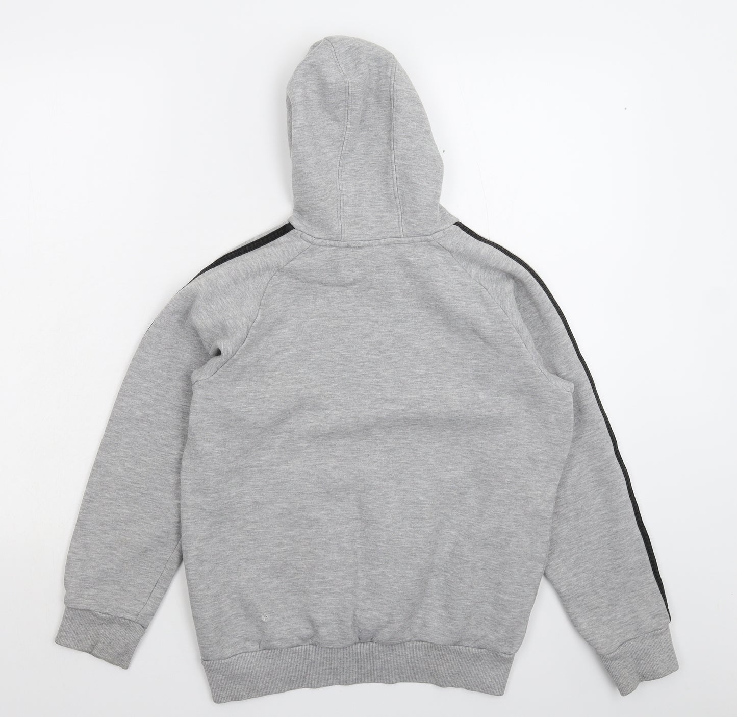 adidas Boys Grey Striped  Pullover Hoodie Size 14 Years