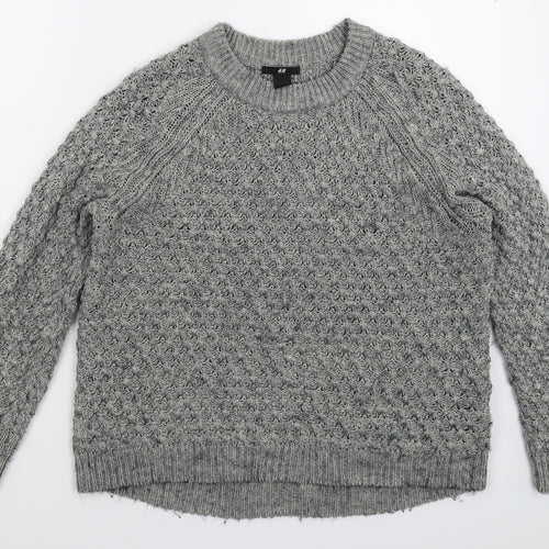 H&M Womens Grey  Knit Pullover Jumper Size S