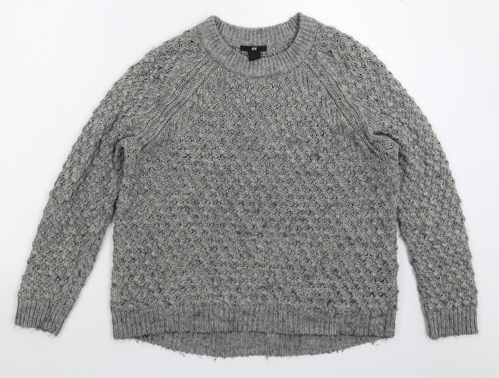 H&M Womens Grey  Knit Pullover Jumper Size S