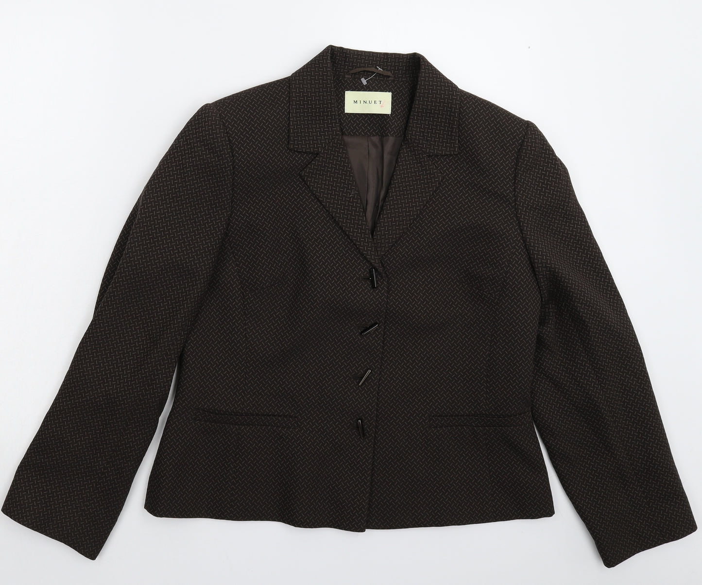 Minuet Womens Grey Striped  Jacket Suit Jacket Size 14