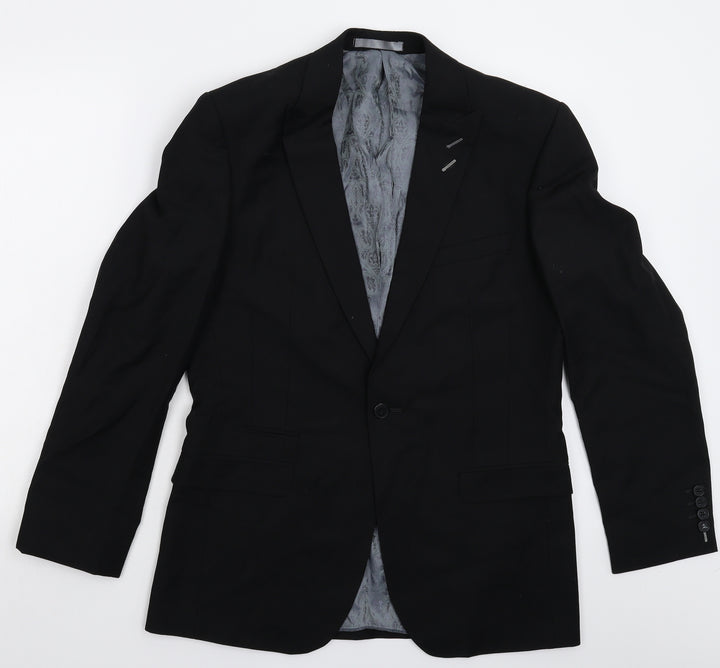 Red Herring Mens Black   Jacket Suit Jacket Size 38