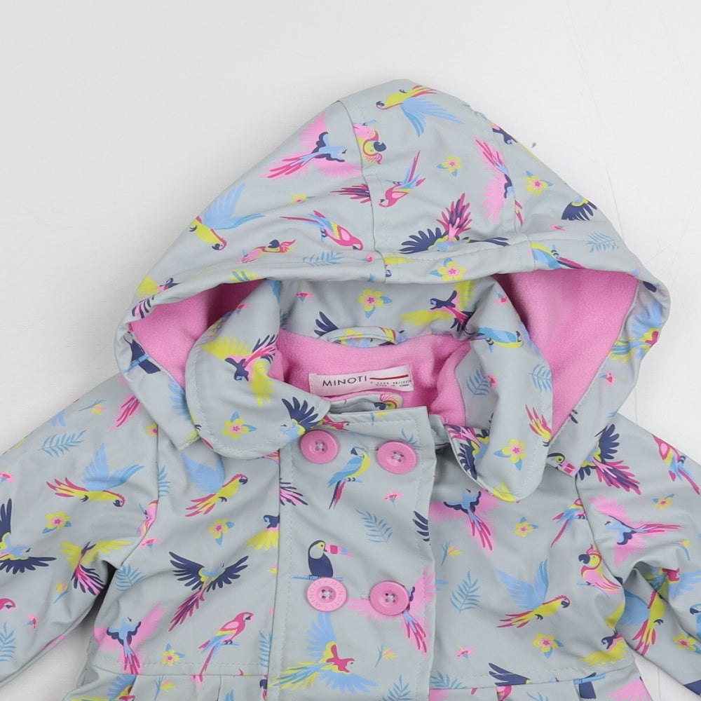 Minoti Girls Blue   Rain Coat Coat Size 4 Years