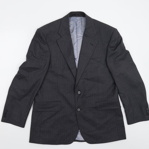 The Label Mens Grey Striped  Jacket Suit Jacket Size 40