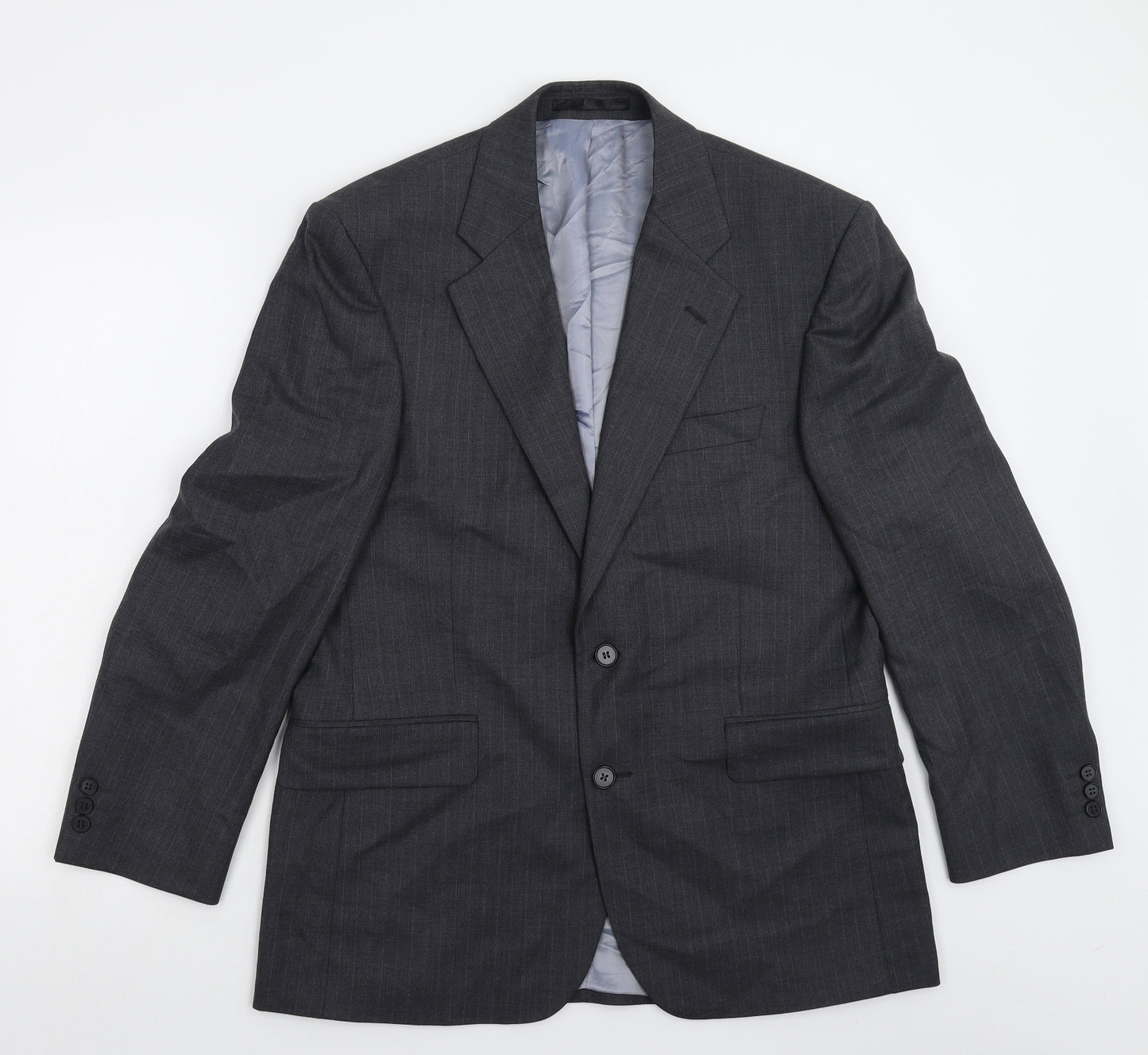 The Label Mens Grey Striped  Jacket Suit Jacket Size 40