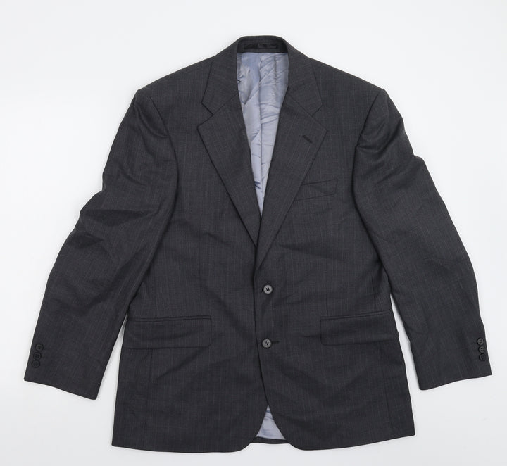 The Label Mens Grey Striped  Jacket Suit Jacket Size 40