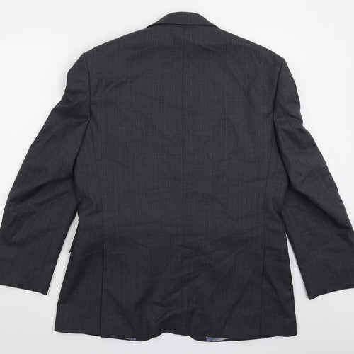The Label Mens Grey Striped  Jacket Suit Jacket Size 40