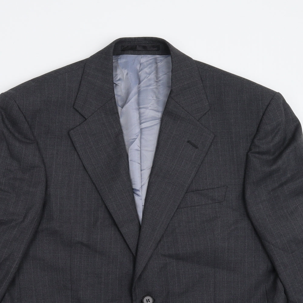 The Label Mens Grey Striped  Jacket Suit Jacket Size 40