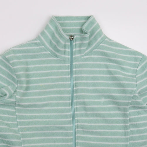 Preworn Womens Green Striped Fleece Jacket  Size L