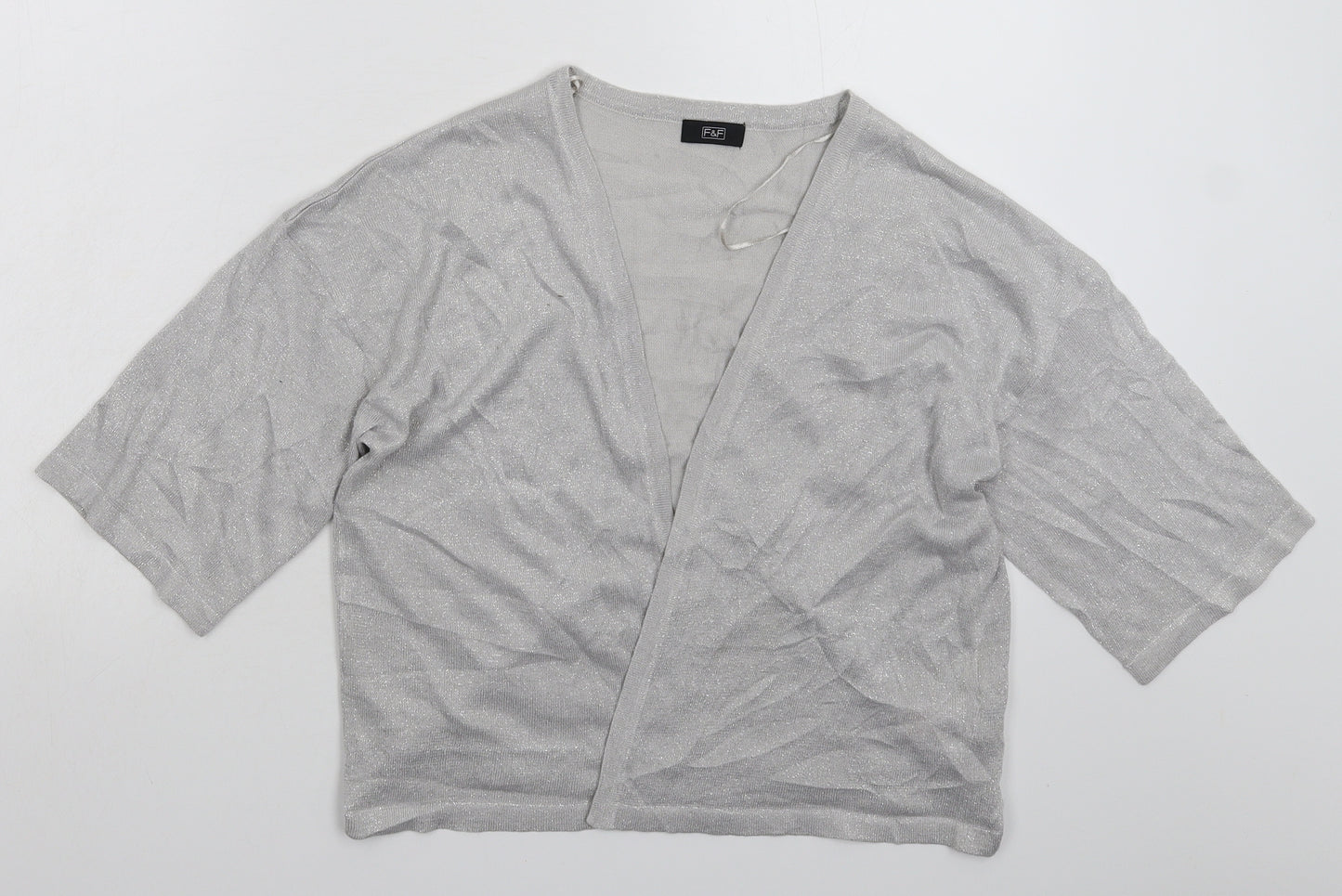 F&F Womens Silver  Knit Cardigan Jumper Size 16