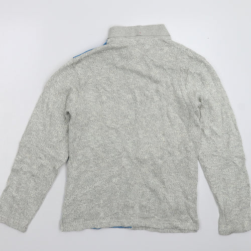 Octave Mens Grey Striped Knit Pullover Jumper Size M