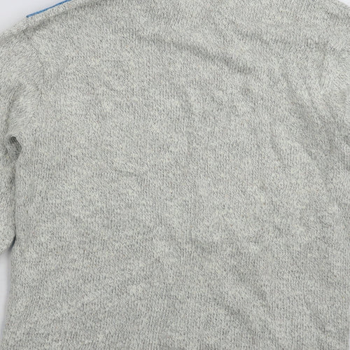 Octave Mens Grey Striped Knit Pullover Jumper Size M