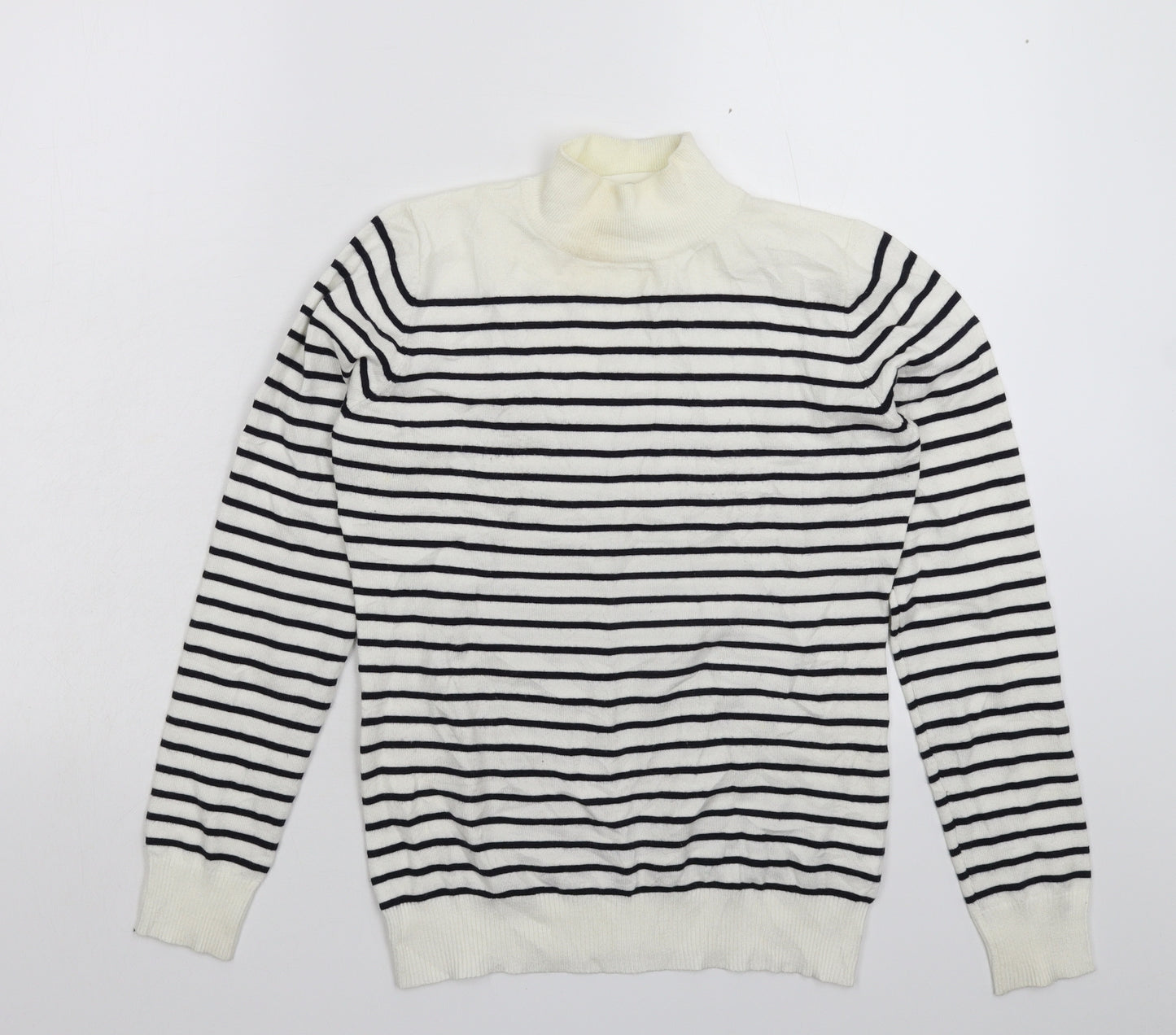 Rude Womens White Striped Knit Pullover Jumper Size XS