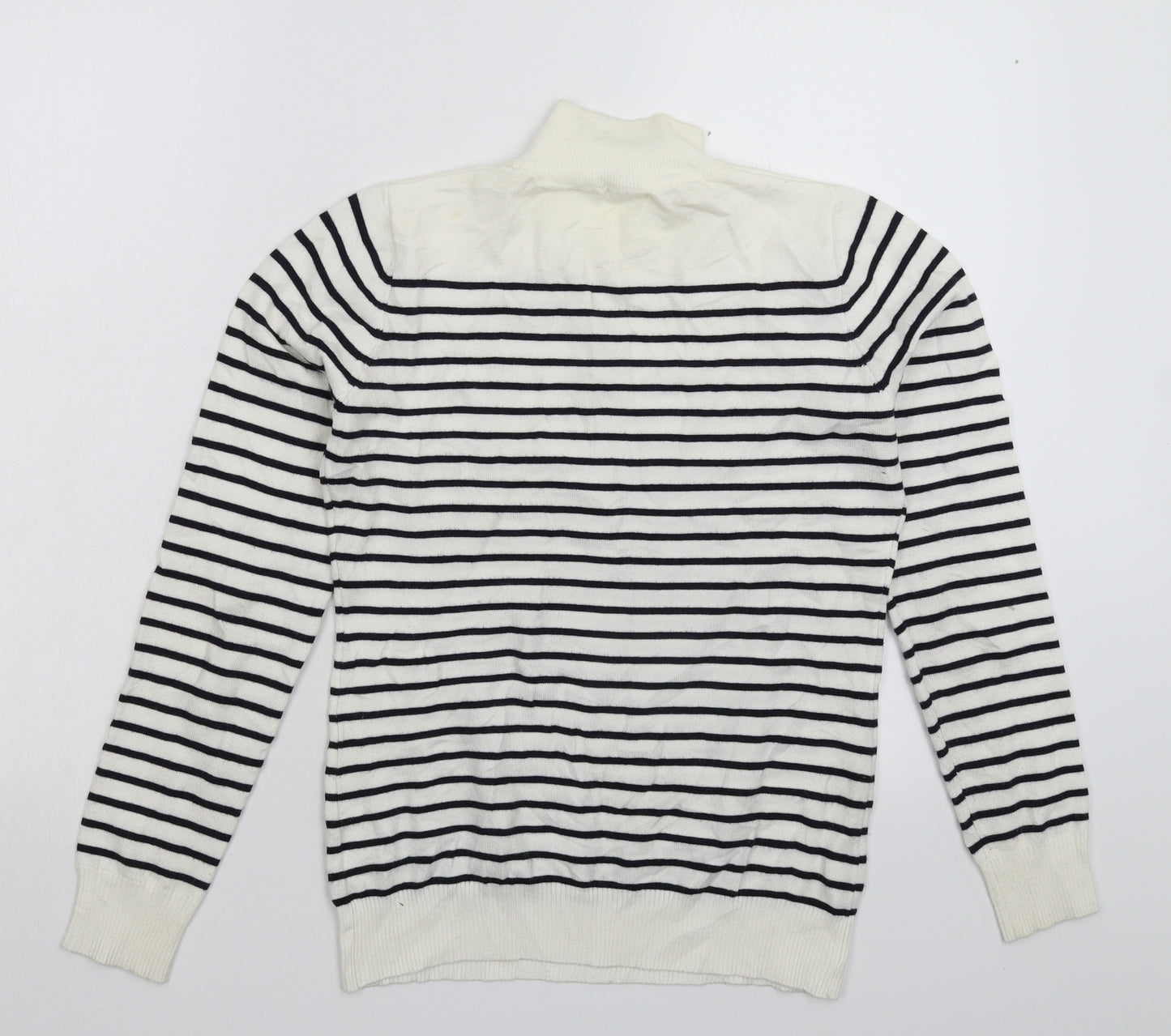 Rude Womens White Striped Knit Pullover Jumper Size XS