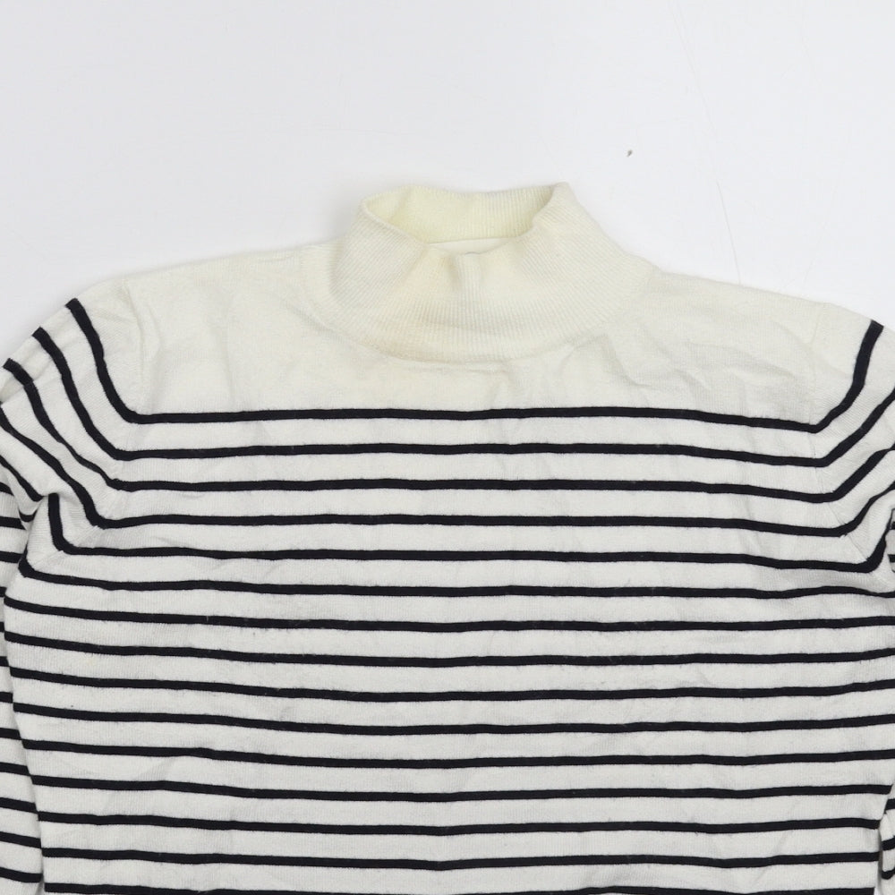 Rude Womens White Striped Knit Pullover Jumper Size XS